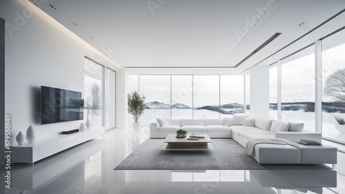 Interior of modern white living room