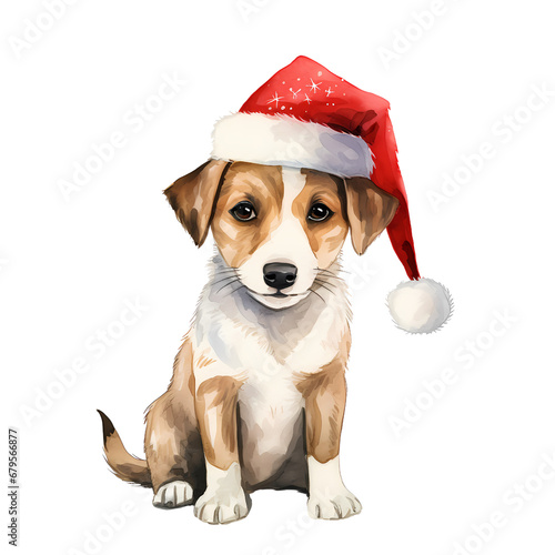 Jack Russell in christmas theme, watercolor illustration © CHANIDA