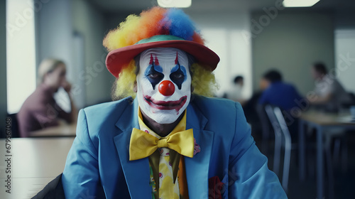 Clown businessman in the office conference room photo