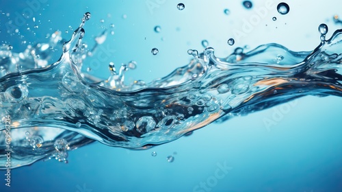 High-speed photography capturing a dynamic water splash against a blue backdrop