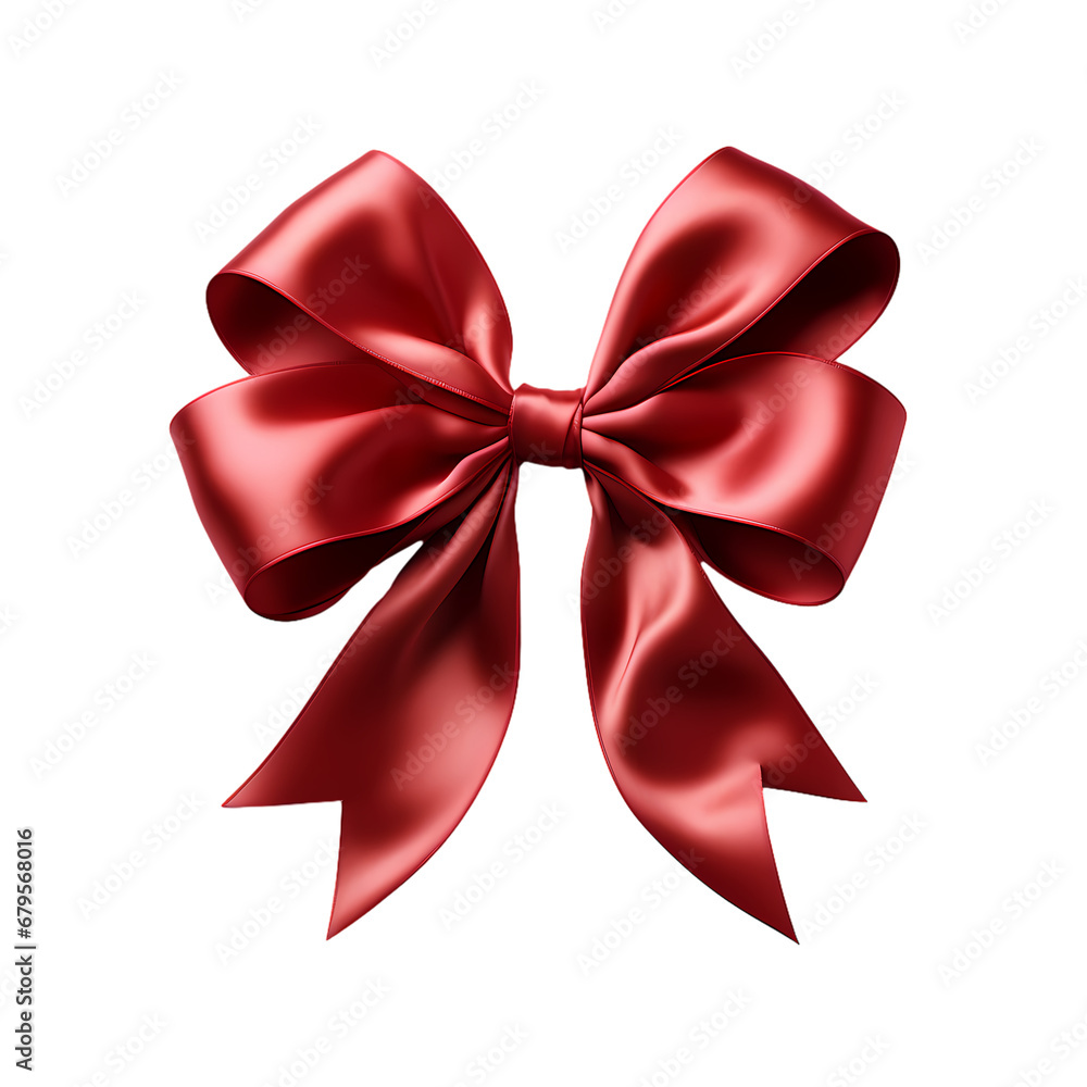 Fototapeta premium Christmas red ribbon illustration on transparent background, Christmas decoration, holiday decoration material, vector illustration
