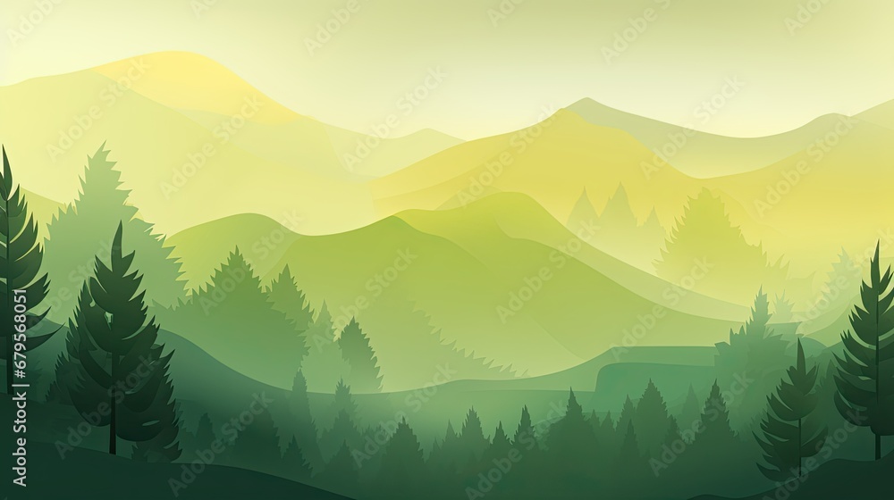 Fototapeta premium Nature illustration sunset landscape atmosphere. Environment theme.