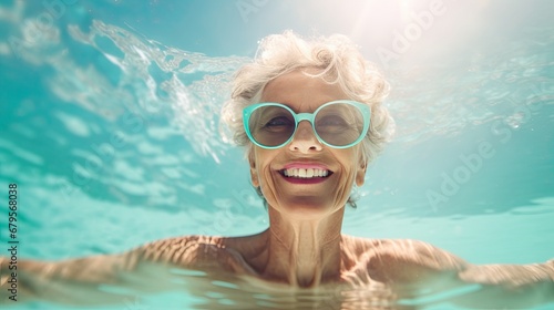 Senior woman in pool