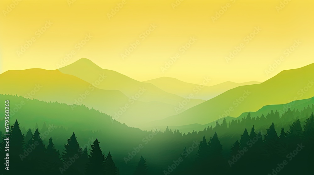 Fototapeta premium Nature illustration sunset landscape atmosphere. Environment theme.
