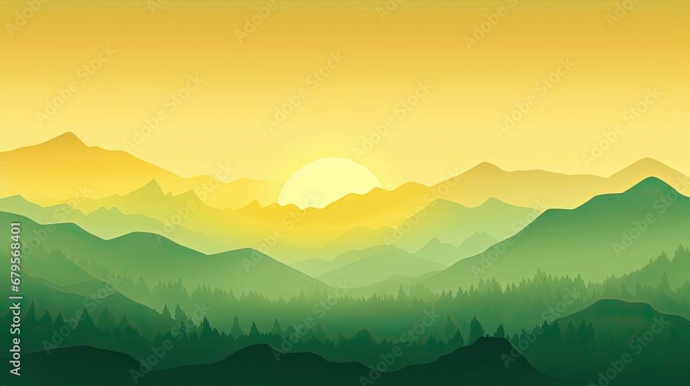 Nature illustration sunset landscape atmosphere. Environment theme.