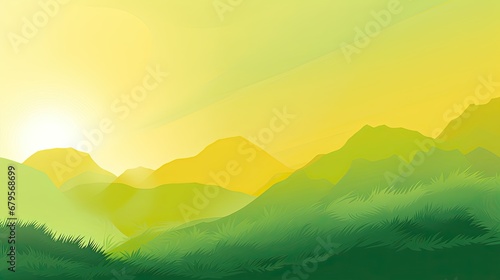 Nature illustration sunset landscape atmosphere. Environment theme.