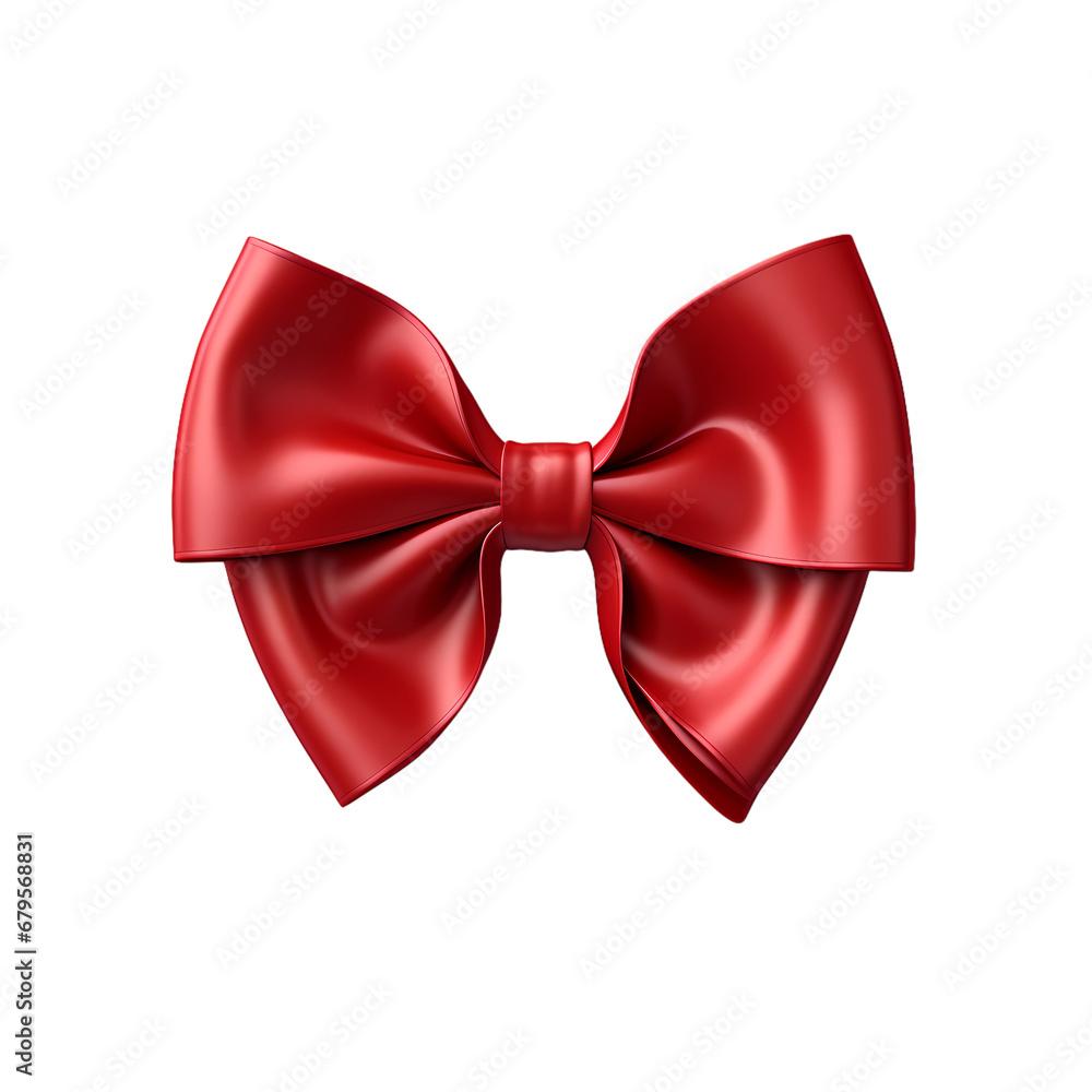 Red bow illustration on transparent background, Christmas decoration, holiday decoration material, vector illustration