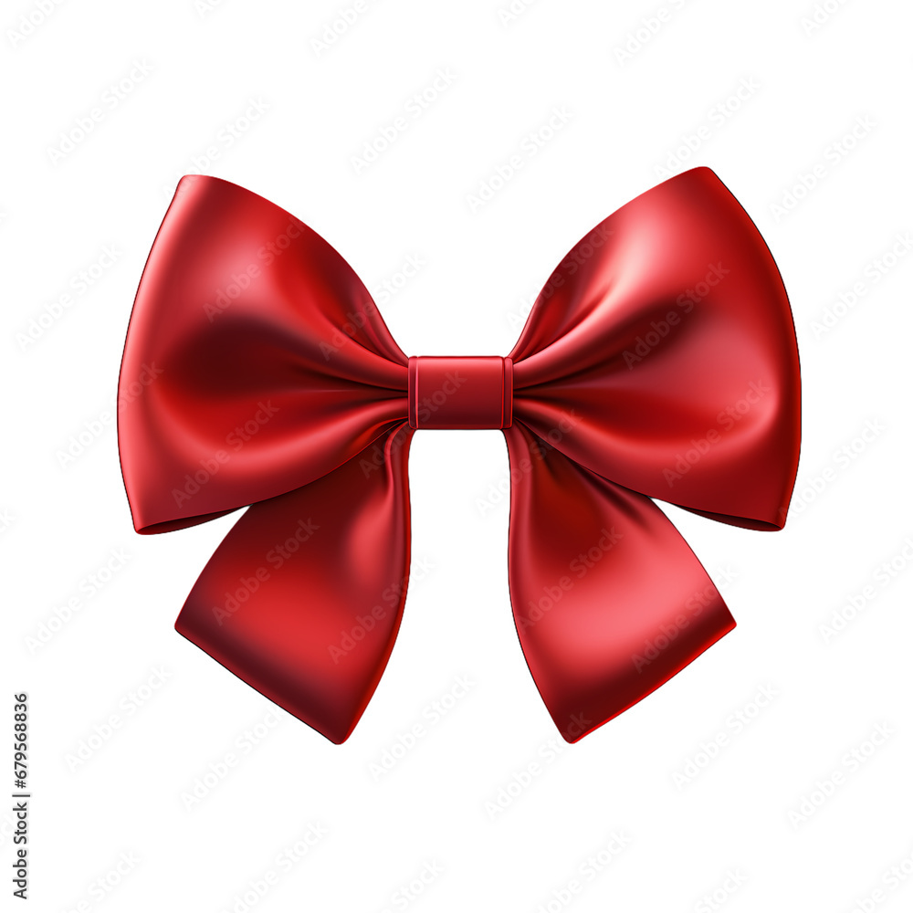 Red bow illustration on transparent background, Christmas decoration, holiday decoration material, vector illustration