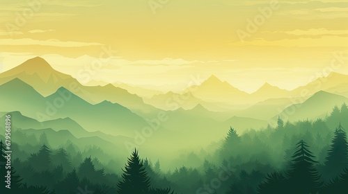 Nature illustration sunset landscape atmosphere. Environment theme.