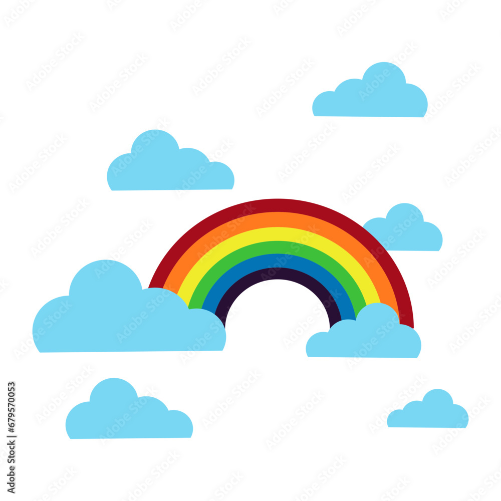rainbow with cloud vector art rainbow with cloud vector art