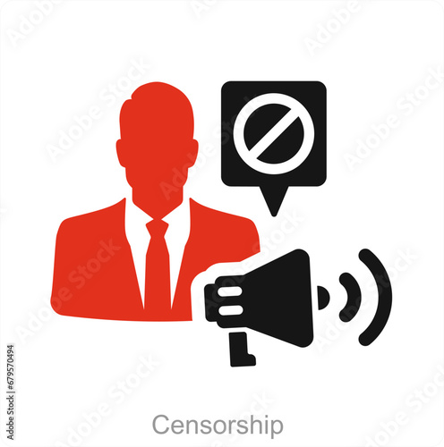 Censorship and censor icon concept