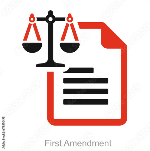 First Amendment and law icon concept