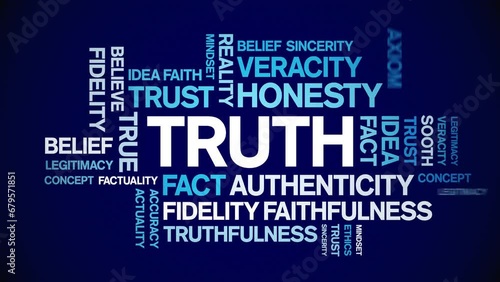 Truth animated tag word cloud;text design animation kinetic typography seamless loop. photo