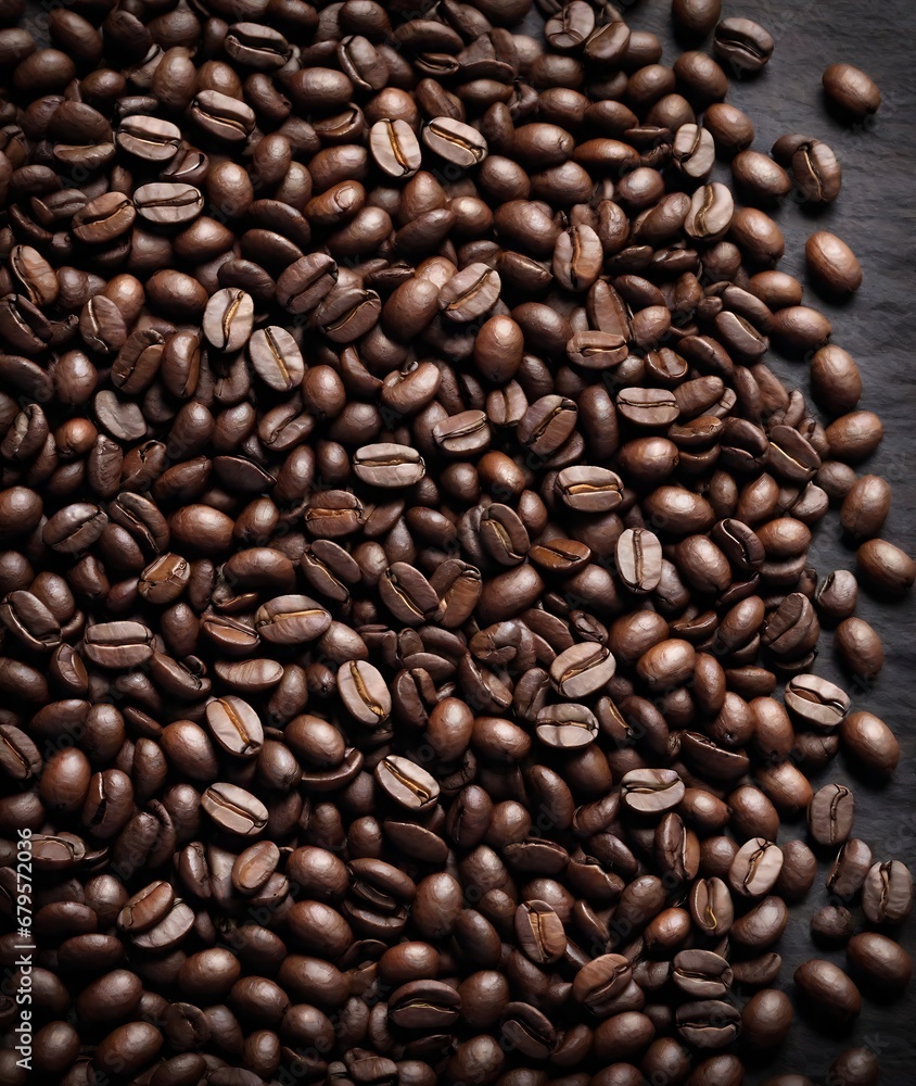 Fototapeta premium Coffee Beans Closeup On Dark Background. Ai image generative.