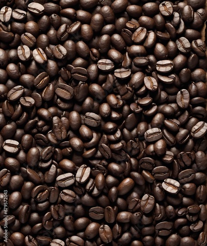 Coffee Beans Closeup On Dark Background. Ai image generative.