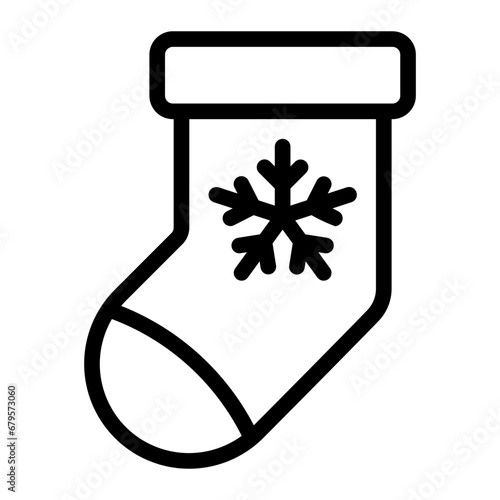 christmas sock line icon