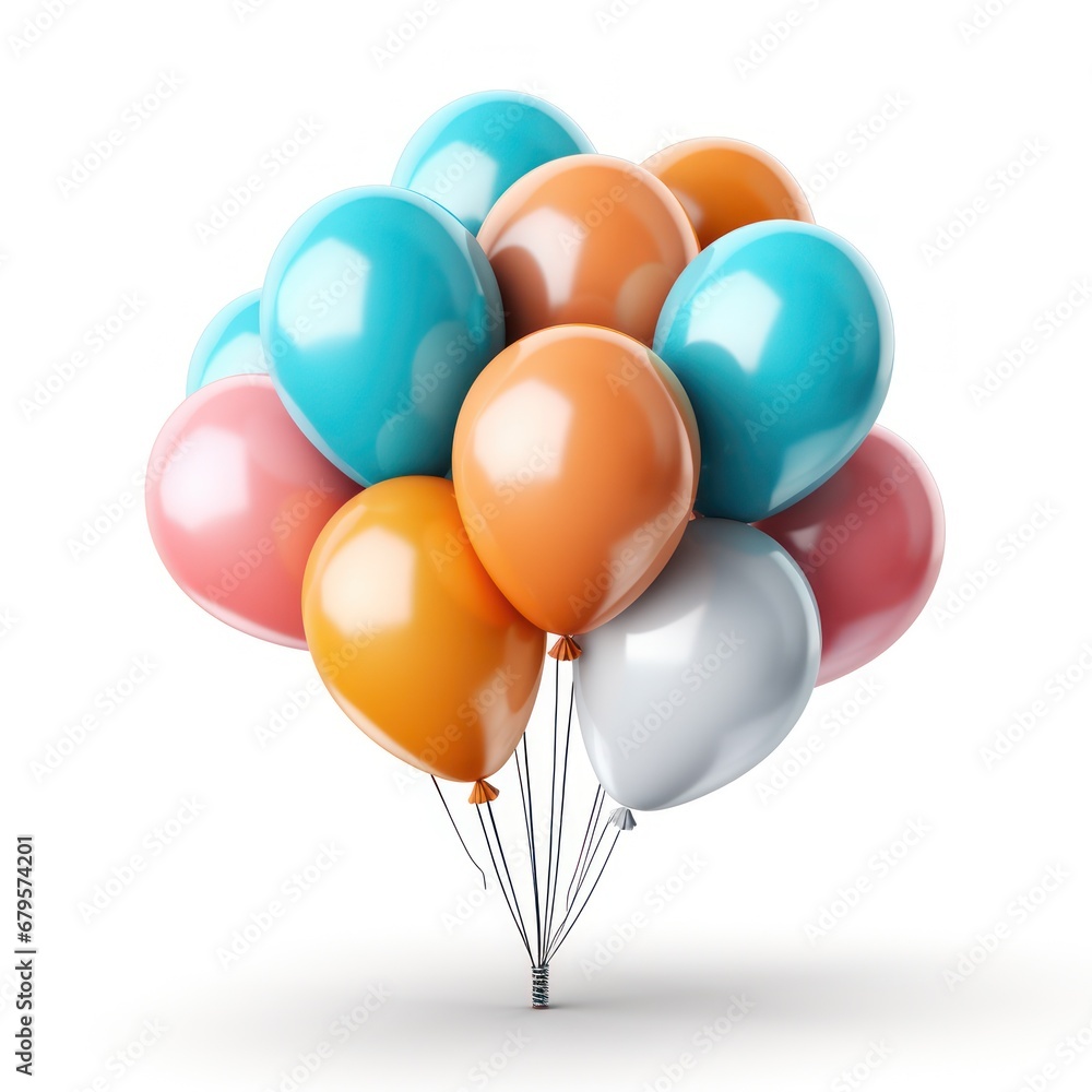 colorful balloons on white background close-up colorful balloons on white background close-up