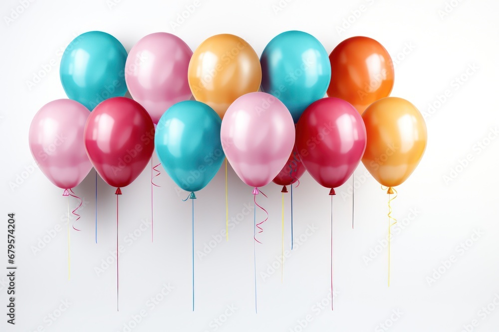 colorful balloons on white background close-up colorful balloons on white background close-up