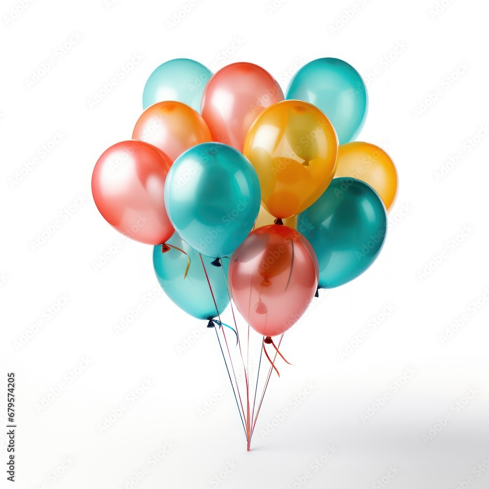 colorful balloons on white background close-up colorful balloons on white background close-up