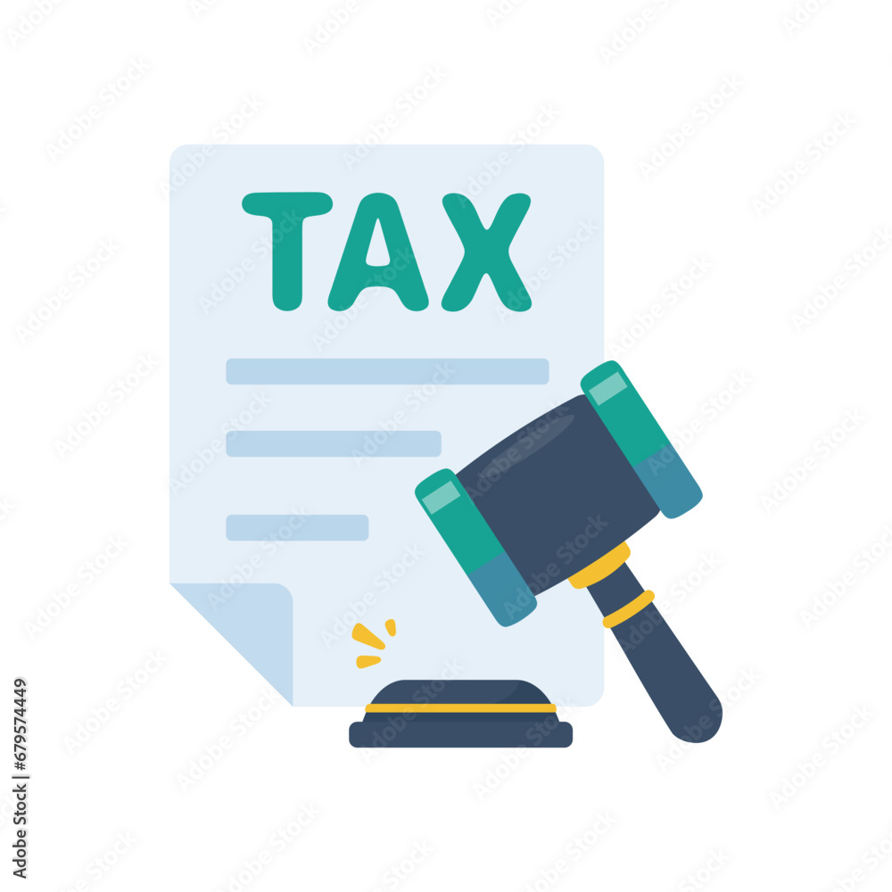 tax document icon Tax filing documents with legal hammer tax document icon Tax filing documents with legal hammer