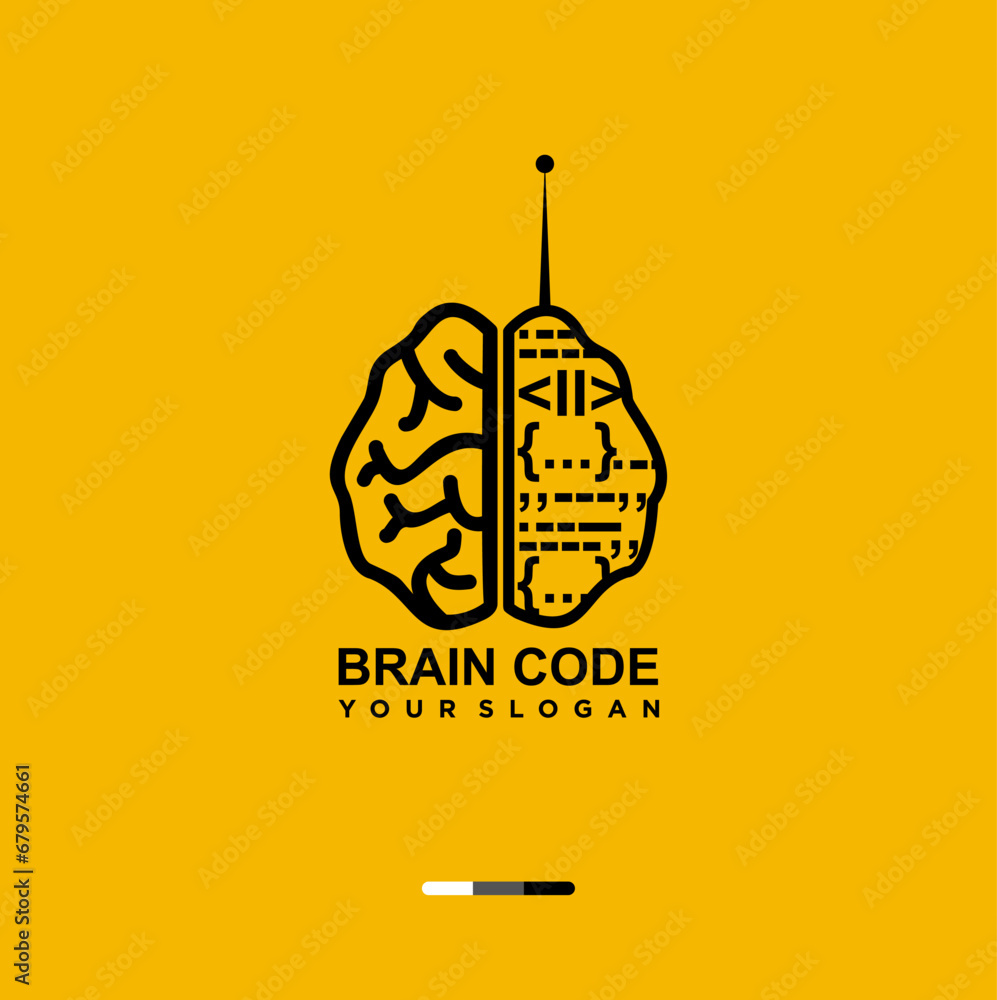 logo vector illustration of technological circuit code in the brain ...