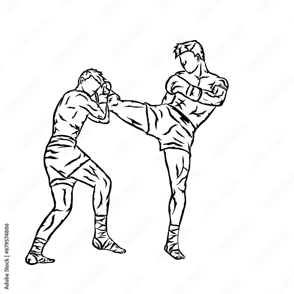 line art vector muay thai illustration line art vector muay thai illustration