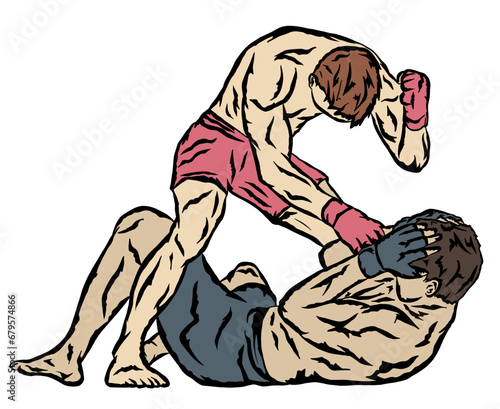 muay thai illustration vector full colour