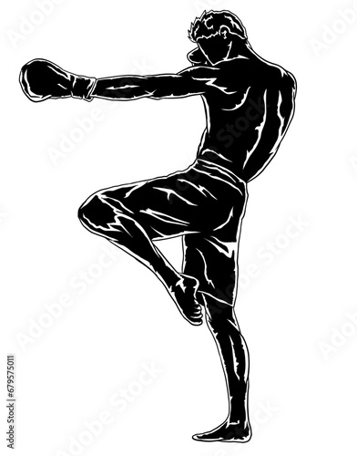 muay thai fighter vector silhouette
