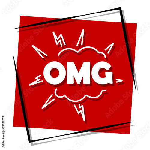 omg red banner in frame. Vector illustration.