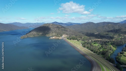 Aerial footage of Eildon Boat Harbour Victoria Australia photo