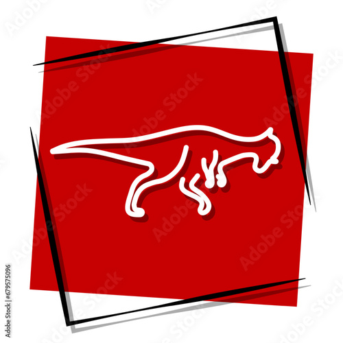 Pachycephalosaurus red banner in frame. Vector illustration.