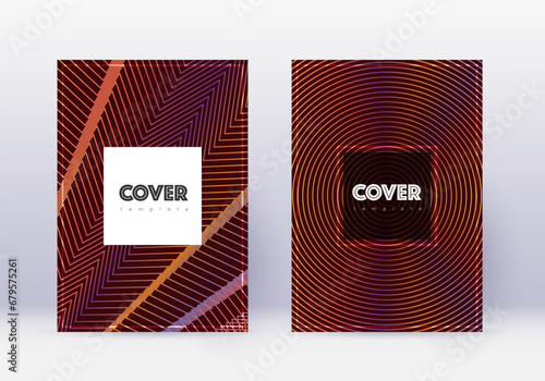 Hipster cover design template set. Orange abstract