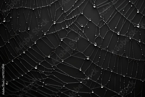 Nächtliches Grauen: Spinnweben auf schwarzem Hintergrund für mystische Artikel photo