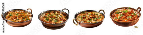Indian butter chicken curry in balti dish Hyperrealistic Highly Detailed Isolated On Transparent Background Png File