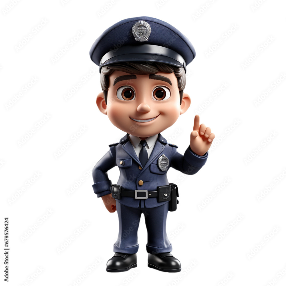 a 3d young police isolated on isolated transparent background png. Generated with Ai a 3d young police isolated on isolated transparent background png. Generated with Ai