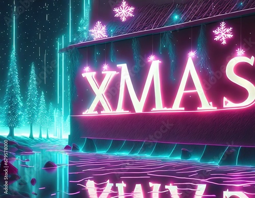  The message (x'mas) is posted on the wall. space for this text; concept, background