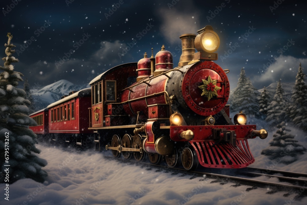 A Christmas train delivering joy to all corners of the world. A Christmas train delivering joy to all corners of the world.