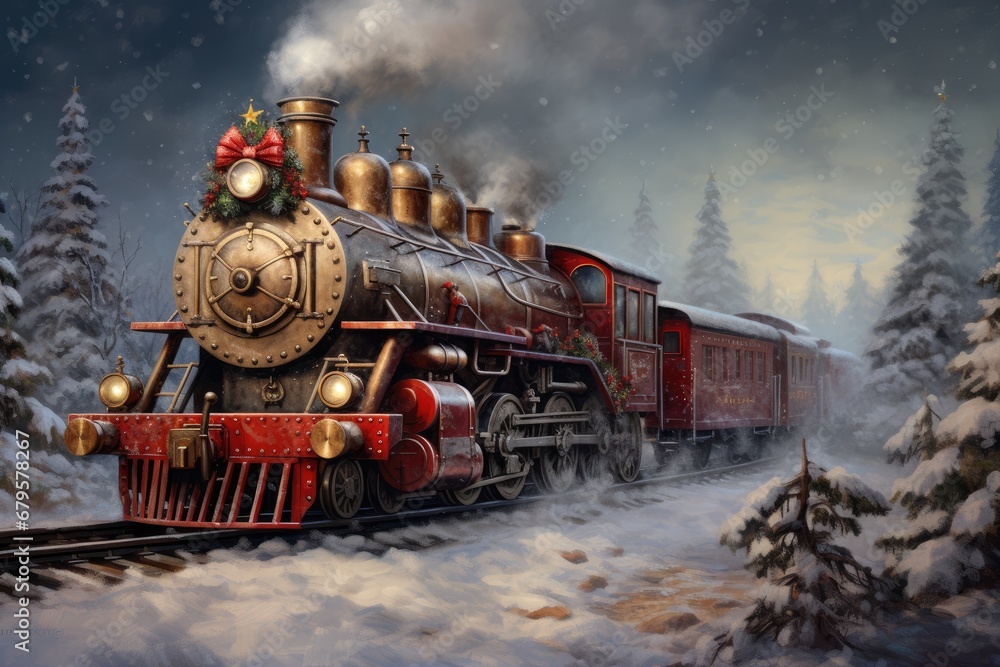 A Christmas train delivering joy to all corners of the world. A Christmas train delivering joy to all corners of the world.