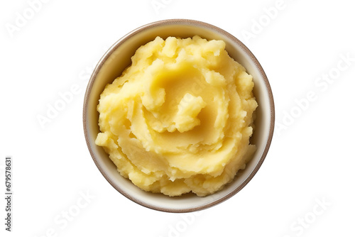mashed potatoes in a bowl isolated on white or transparent background photo