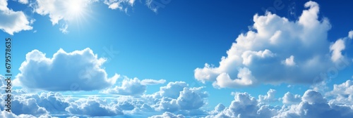 Serene blue sky with fluffy white clouds peaceful background for websites, presentations, and more © Ilja