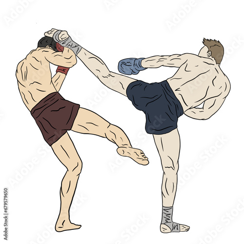 muay thai illustration vector full colour
