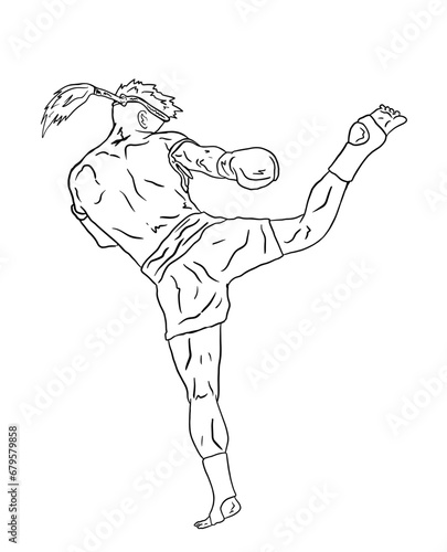 line art vector muay thai illustration