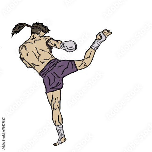 muay thai illustration vector full colour