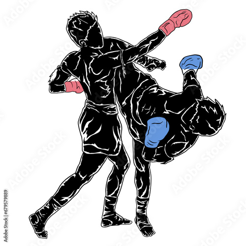 muay thai fighter vector silhouette