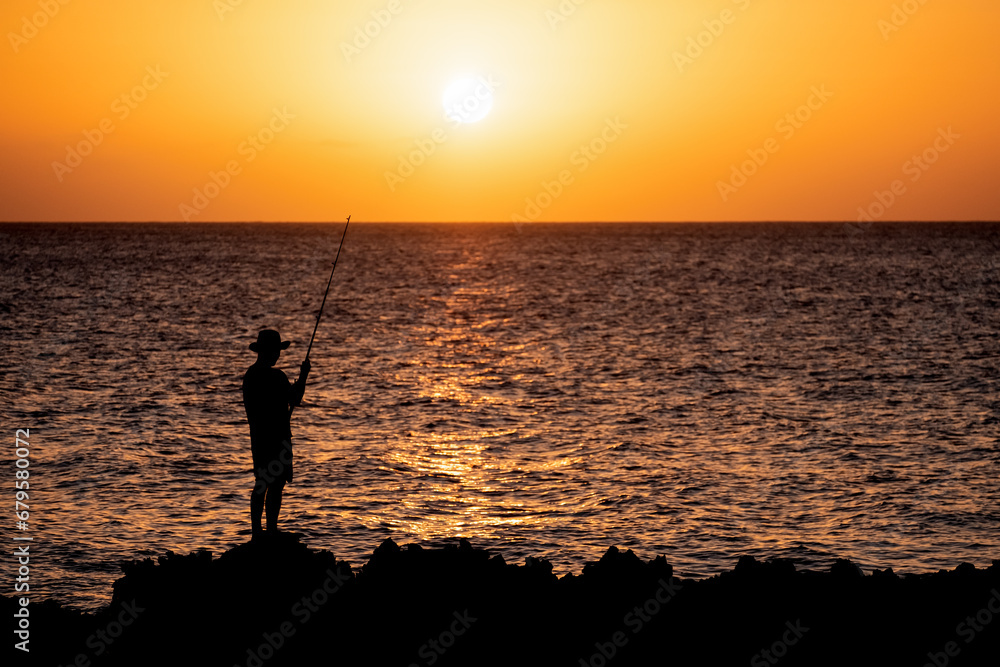 Fisherman at Sunset, Grand Cayman