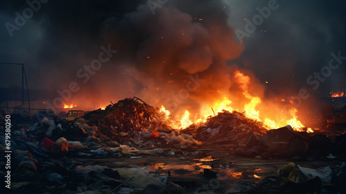 Fire in a garbage dump