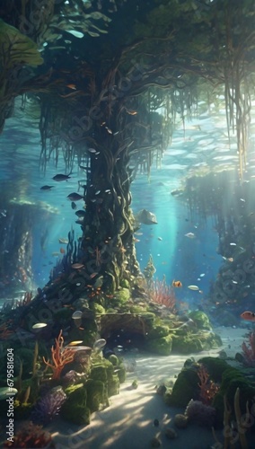 underwater scene with fishes