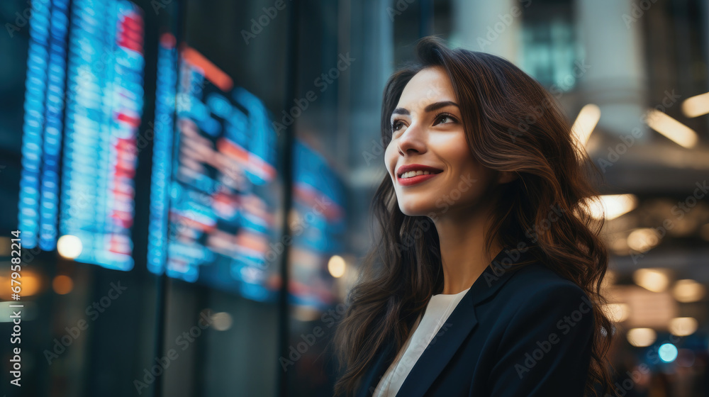 beautiful young business woman on the stock exchange, stylish girl, lady, office, banker, work, financier, broker, investor, portrait, face, suit, financial sector, corporation, boss, director, manage beautiful young business woman on the stock exchange, stylish girl, lady, office, banker, work, financier, broker, investor, portrait, face, suit, financial sector, corporation, boss, director, manage