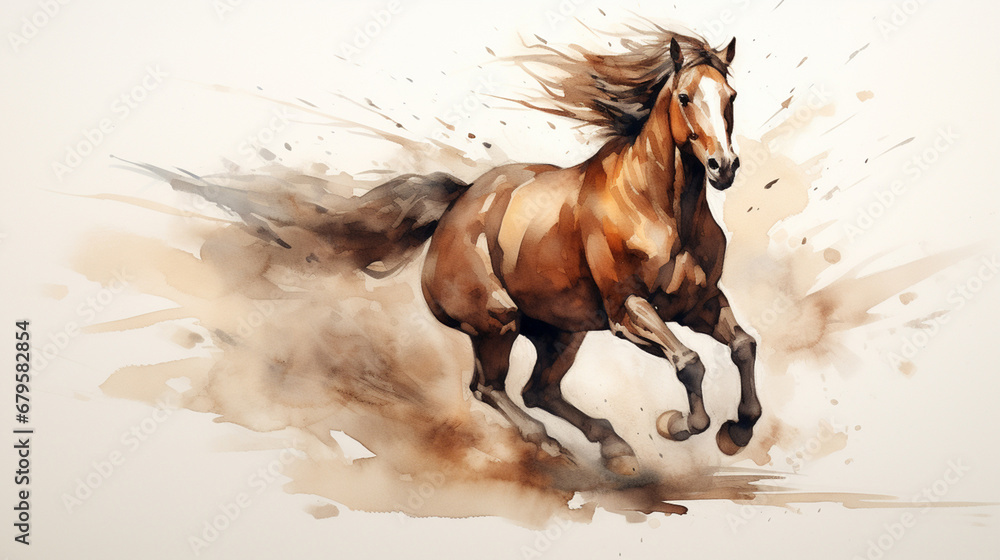 A watercolor painting of a horse - obrazy, fototapety, plakaty 