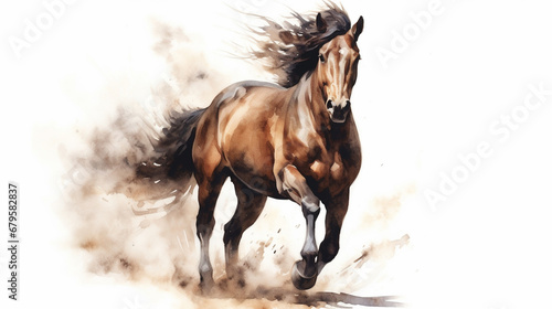 A watercolor painting of a horse photo